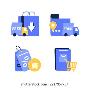 Online delivery service concept,Delivery home and office. City logistics. Warehouse, truck