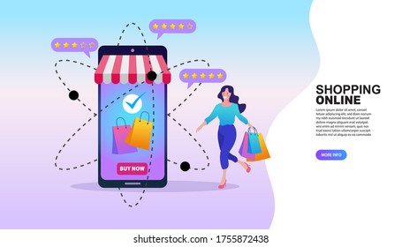 Online Delivery Service flat design banner. digital marketing concept. creative website template, Vector illustration.