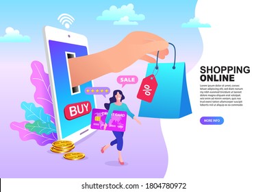 Online Delivery Service flat design banner. digital marketing concept. creative website template, Vector illustration.