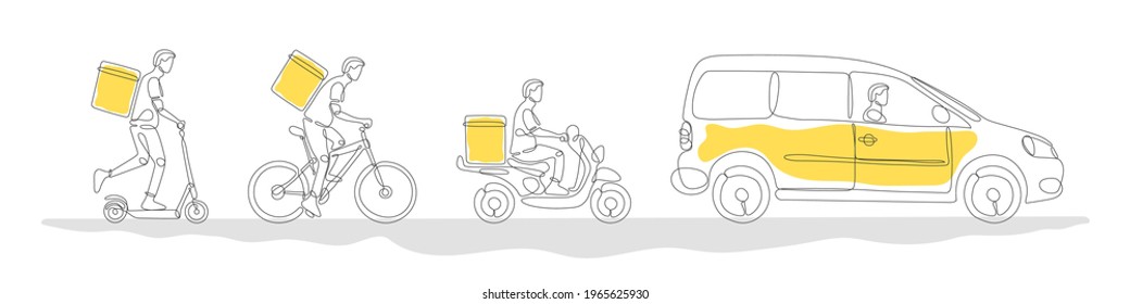 Online delivery service. Delivery home and office. One line art. Delivery concept. Vector illustration