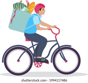 Online delivery service, online order tracking, home and office delivery. Transportation. A man on a bicycle. Vector illustration