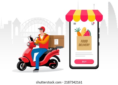 Online delivery service , online order tracking, delivery home and office. Scooter delivery. Shipping. Vector illustration