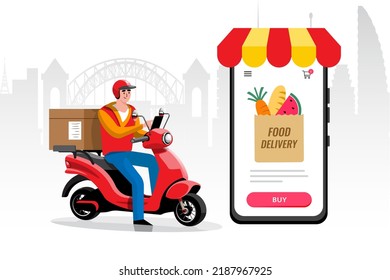 Online delivery service , online order tracking, delivery home and office. Scooter delivery. Shipping. Vector illustration