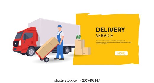 Online delivery service, online order tracking,Logistics, Box, Truck and Delivery, on mobile Vector. illustration