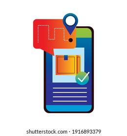 online delivery service technology with smartphone and box vector illustration design