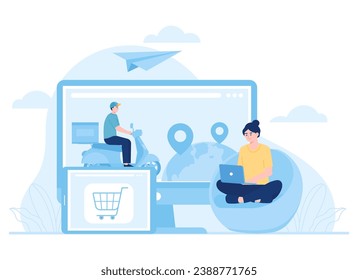 online delivery service tracking courier delivery orders trending concept flat illustration