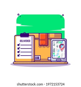 Online delivery service and tracking Vector Cartoon Illustrations