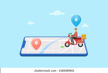 online delivery service vector illustration concept, uber eats, grab food can use for, landing page, template, ui, web, mobile app, poster, banner, flyer