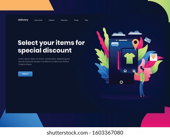 Online delivery service vector illustration.Select your items for special discount