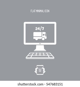 Online delivery services 24/7 - Vector flat icon