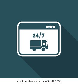Online delivery services 24/7 - Vector flat icon