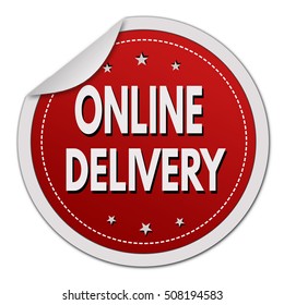 Online delivery sticker on white background, vector illustration