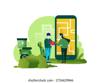 Online delivery from store with delivery boy on a scoot, door to door delivery