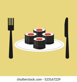 online delivery sushi rolls vector illustration eps 10