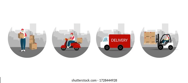 Online Delivery Tracking. Process Delivery. Delivery Service. Flat Style.