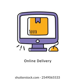 Online Delivery Vector Filled Outline icons style illustration. EPS 10 File