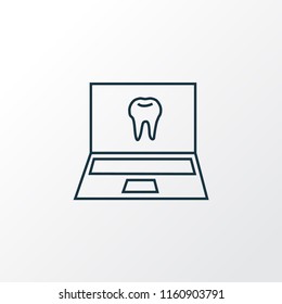 Online dentist icon line symbol. Premium quality isolated laptop element in trendy style.