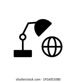 Online desk lamp icon in glyph style. Icons for online learning and home study.