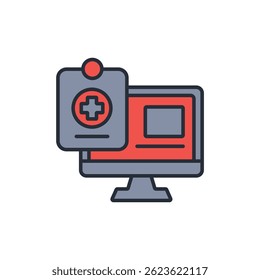 ícone de diagnóstico on-line. vetor.Editável traço.sinal de estilo linear para usar web design,ilustração logo.Symbol.