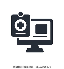 ícone de diagnóstico on-line. vetor.Editável traço.sinal de estilo linear para usar web design,ilustração logo.Symbol.