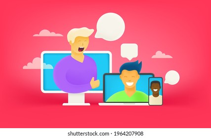 Diálogo en línea vía Internet. Concepto de chat en línea