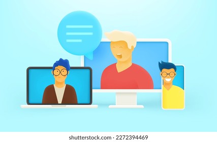 Diálogo en línea vía Internet. Concepto de chat en línea