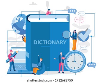 Online Dictionary, Vector Illustration For Web Banner, Infographics, Mobile. Translation Book