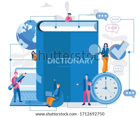 Online Dictionary, Vector illustration for web banner, infographics, mobile. translation book