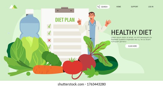 Consulta dietista en línea. Concepto de alimentación saludable, dieta personal o plan nutricional de expertos en dieta o cursos de nutrición online o preparación de maratón.  Se puede usar para banner de medios sociales, página web, volante.