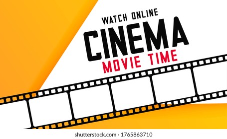 online digital cinema movie time background with film strip