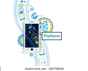 online digital communication business marketing platform, illustration vector concept.