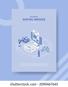 online digital invoice concept for template banner and flyer with isometric outline style