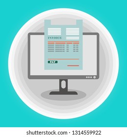 Online digital invoice laptop or notebook with bills