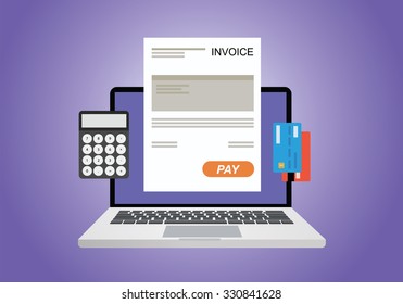 online digital invoice using computer calculator and credit card