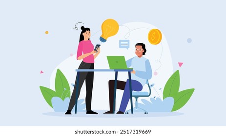 Online Digital Marketing concept depicted through a flat illustration, isolated on a white background.






