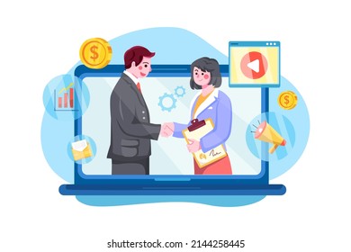 Online Digital Marketing Illustration concept. Flat illustration isolated on white background