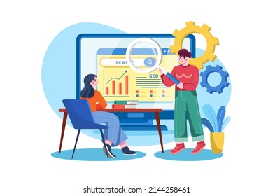 Online Digital Marketing Illustration concept. Flat illustration isolated on white background