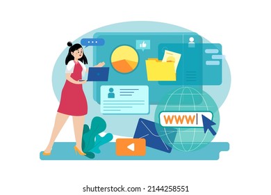 Online Digital Marketing Illustration concept. Flat illustration isolated on white background