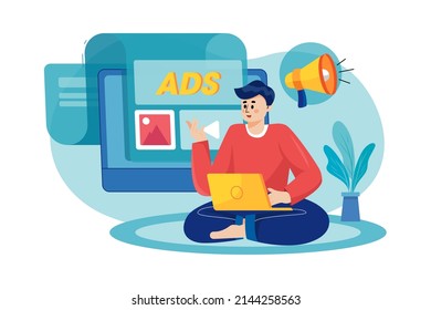 Online Digital Marketing Illustration concept. Flat illustration isolated on white background