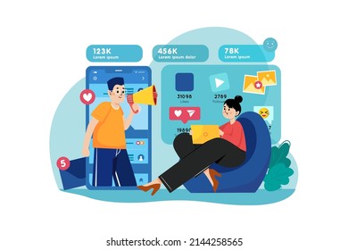 Online Digital Marketing Illustration concept. Flat illustration isolated on white background