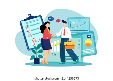 Online Digital Marketing Illustration concept. Flat illustration isolated on white background