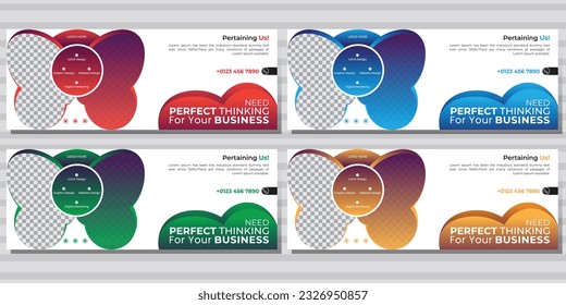 Online and Digital Marketing, Multiple Set of Corporate Business Facebook Cover Design Layout Various Color Template with Mockup File. Blue, Green, Orange gradient color included. 
