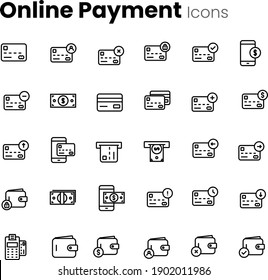 Online digital payment icon set