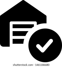Online digital warehouse unit portal logotype with check mark
