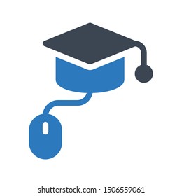 online diploma glyph colour vector icon