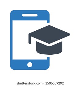 online diploma glyph colour vector icon