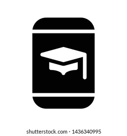 online diploma glyph flat vector icon