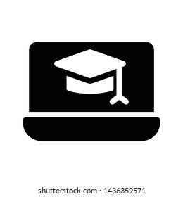 online diploma glyph flat vector icon