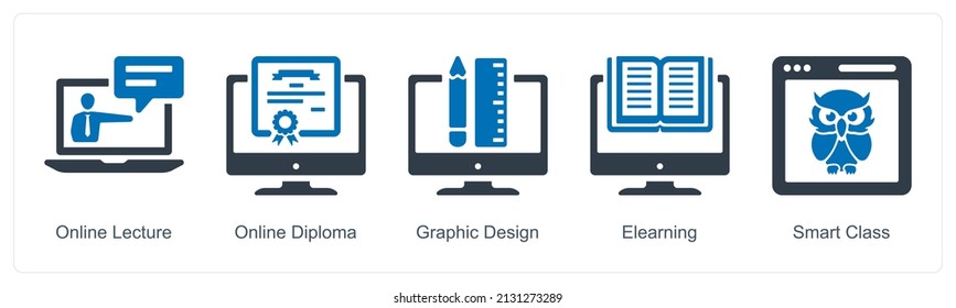 Online Diploma And Graphic Design Icon Concept