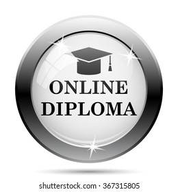 Online diploma icon. Internet button on white background. EPS10 vector.
